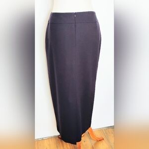 VINTAGE DARK PLUM WOOL CREPE MAXI SKIRT